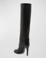 Image 2 of 5: Saint Laurent Diane Leather Buckle Knee Boots