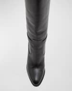 Image 5 of 5: Saint Laurent Diane Leather Buckle Knee Boots