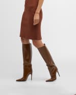 Image 2 of 6: Saint Laurent Vendome Leather Buckle Stiletto Knee Boots