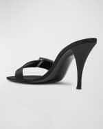 Image 3 of 6: Saint Laurent Simone Satin Buckle Mules