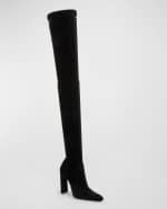 Image 5 of 6: Saint Laurent Auteuil Velvet Over-the-Knee Stilleto Boots