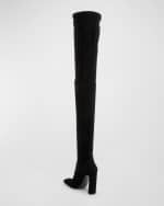 Image 3 of 6: Saint Laurent Auteuil Velvet Over-the-Knee Stilleto Boots