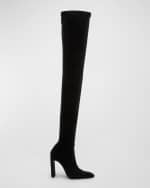 Image 1 of 6: Saint Laurent Auteuil Velvet Over-the-Knee Stilleto Boots