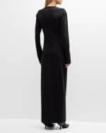 Image 3 of 6: THE ROW Eima V-Neck Long-Sleeve Maxi Dress