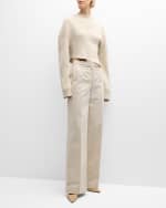 Image 5 of 6: THE ROW Danana Asymmetric Mock-Neck Rib Crop Top