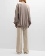 Image 2 of 5: THE ROW Banew Pleated Wide-Leg Wool Trousers
