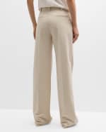 Image 3 of 5: THE ROW Banew Pleated Wide-Leg Wool Trousers