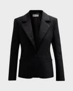 Image 1 of 6: THE ROW Dru Tailored Wool Blazer Jacket