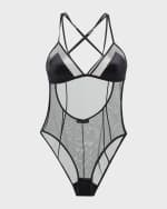 Image 2 of 5: Dolce&Gabbana Strappy Open-Back Tulle & Satin Bodysuit