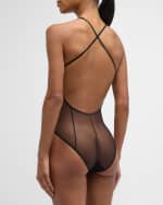 Image 3 of 5: Dolce&Gabbana Strappy Open-Back Tulle & Satin Bodysuit