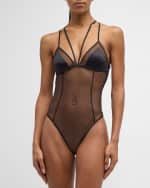 Image 1 of 5: Dolce&Gabbana Strappy Open-Back Tulle & Satin Bodysuit