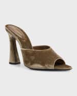 Image 5 of 6: Saint Laurent Suite Peep-Toe Mule Sandals