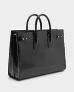 Image 4 of 5: Saint Laurent Men's Thin Large Patent Leather Tote Bag