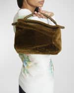 Image 3 of 6: Loewe Puzzle Edge Small Top-Handle Bag in Shearling