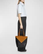 Image 3 of 6: Loewe Puzzle Fold Medium Tote Bag in Shiny Bicolor Leather