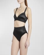 Image 2 of 6: Dolce&Gabbana Logo Stretch Satin Triangle Bra