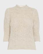 Image 2 of 6: Veronica Beard Grinney Pointelle Knit Mock Neck Sweater