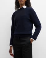 Image 2 of 6: THE ROW Enid Shrunken Wool Cashmere Top with Contrast Patch