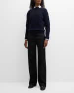 Image 5 of 6: THE ROW Enid Shrunken Wool Cashmere Top with Contrast Patch