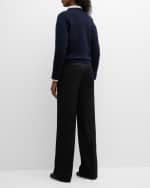 Image 3 of 6: THE ROW Enid Shrunken Wool Cashmere Top with Contrast Patch