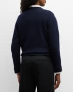 Image 4 of 6: THE ROW Enid Shrunken Wool Cashmere Top with Contrast Patch