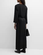 Image 3 of 6: THE ROW Jery Strong-Shoulder Long-Sleeve Silk Maxi Dress