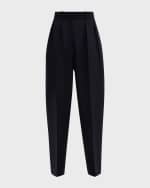 Image 1 of 6: THE ROW Corby Pleated Tapered Wool Pants