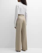 Image 3 of 6: THE ROW Roan Pleated Wide-Leg Trousers