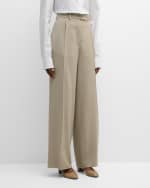 Image 1 of 6: THE ROW Roan Pleated Wide-Leg Trousers