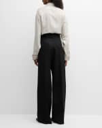 Image 3 of 6: THE ROW Roan High-Rise Pleated Straight-Leg Pants