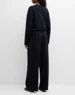 Image 3 of 6: THE ROW Crissi High-Rise Double-Pleated Wide-Leg Crepe Pants