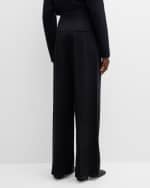 Image 4 of 6: THE ROW Crissi High-Rise Double-Pleated Wide-Leg Crepe Pants