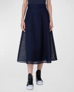 Image 2 of 5: Akris St.Gallen Embroidered Organza Midi Skirt