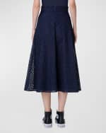 Image 3 of 5: Akris St.Gallen Embroidered Organza Midi Skirt