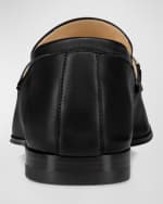 Image 2 of 3: Christian Louboutin Leather Chain Red Sole Loafers