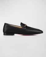 Image 1 of 3: Christian Louboutin Leather Chain Red Sole Loafers