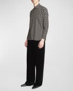 Image 2 of 6: Saint Laurent Men's Polka Dot Silk Sport Shirt