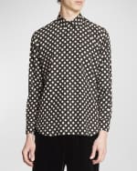 Image 3 of 6: Saint Laurent Men's Polka Dot Silk Sport Shirt