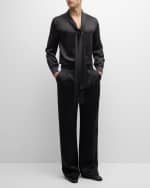 Image 5 of 6: Saint Laurent Men's Silk Shirt with Bow