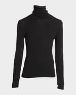 Image 1 of 6: Saint Laurent Men's Semi-Sheer Wool Turtleneck