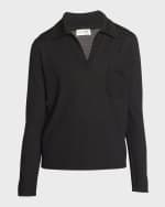 Image 1 of 6: Saint Laurent Men's Solid Cotton Polo Sweater