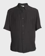 Image 1 of 6: Saint Laurent Men's YSL Tonal Striped Dress Shirt
