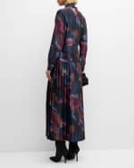 Image 3 of 6: Misook Pleated Tie-Neck A-Line Midi Dress