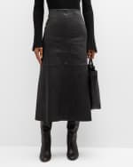 Image 2 of 6: By Malene Birger Simoas Leather Midi Skirt