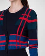 Image 5 of 5: Akris Glencheck Intarsia Cashmere Wool Cardigan