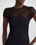 Image 5 of 5: Ralph Lauren Collection Long-Sleeve Sheer Striped Illusion Gown