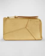 Image 1 of 2: Loewe Puzzle Zip Card Case in Metallic Leather