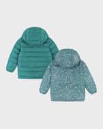 Image 3 of 4: Andy & Evan Boy's Monsters-Print Reversible Puffer Jacket, Size Newborn-24M