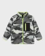 Image 1 of 2: Andy & Evan Boy's Camo-Print Sherpa Zip-Up Jacket, Size 2T-8
