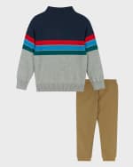 Image 2 of 5: Andy & Evan Boy's Colorblocked Sweater, Shirt & Joggers Set, Size 2T-8